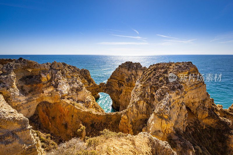 海岸悬崖(ponta da piedade)，拉各斯，葡萄牙